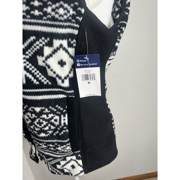 CHAPS Women's Fleece Vest Jacket~ Black And White Aztec Size Medium NWT! - Picture 5 of 6